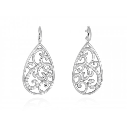 Pendiente Reims Blanco en plata