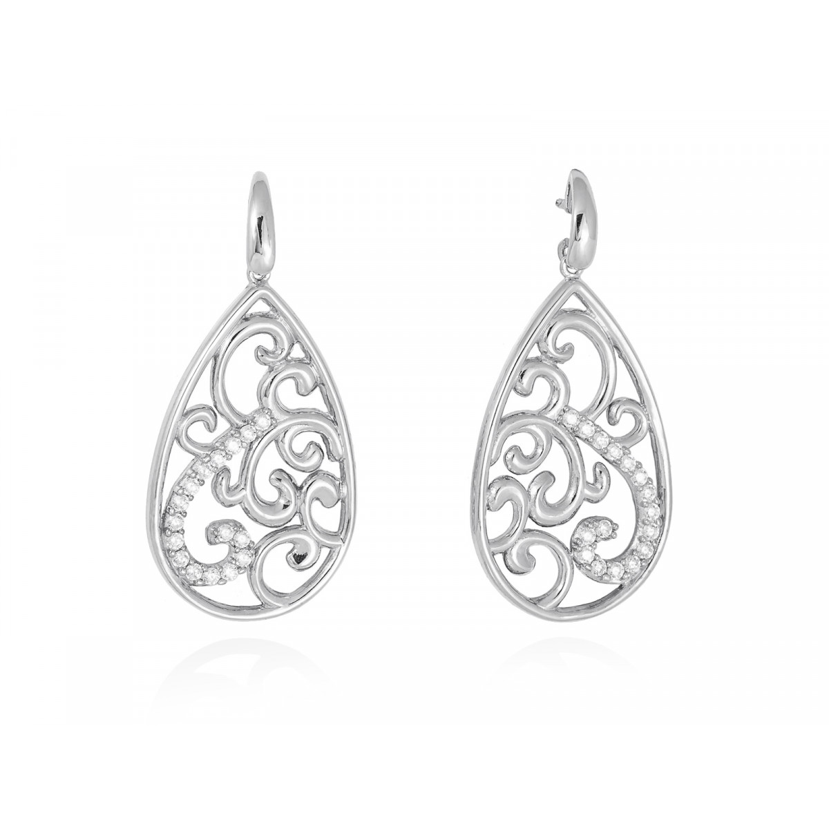 Pendiente Reims Blanco en plata