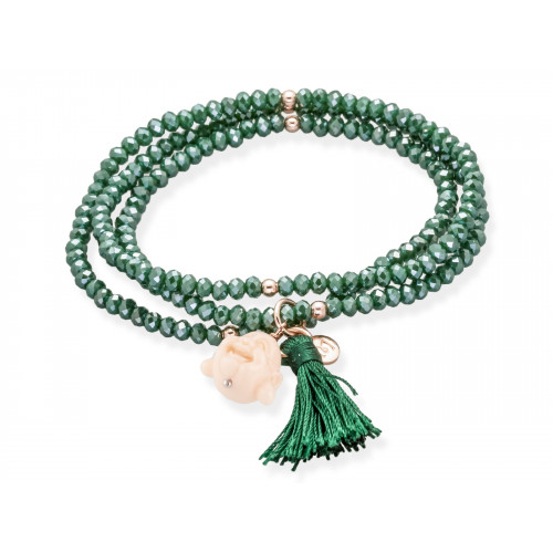 Pulsera ZEN Verde en plata Rosa