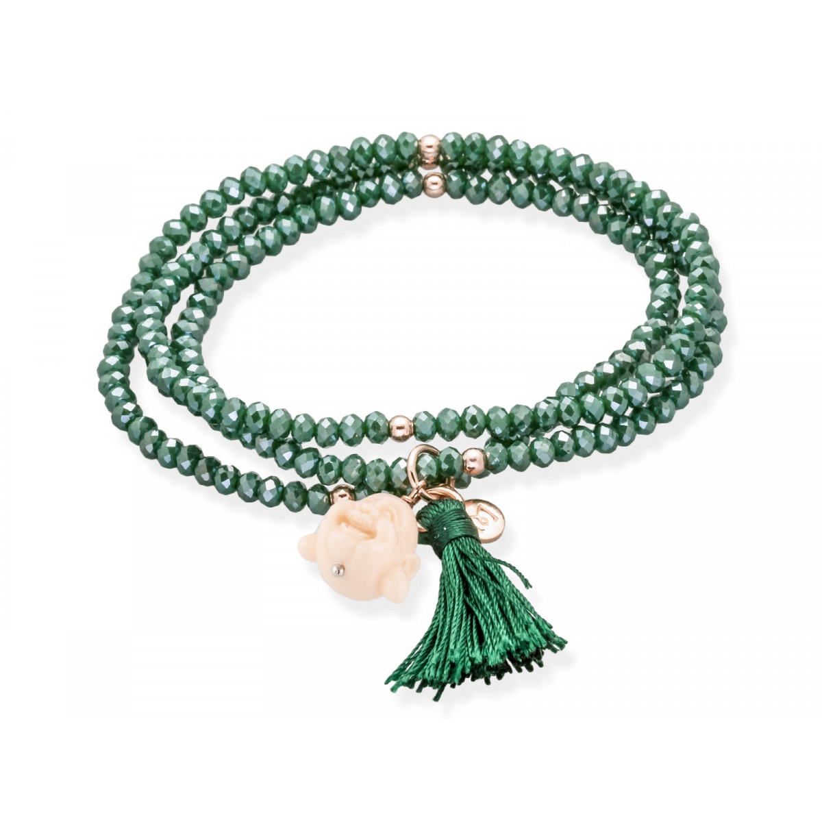 Pulsera ZEN Verde en plata Rosa