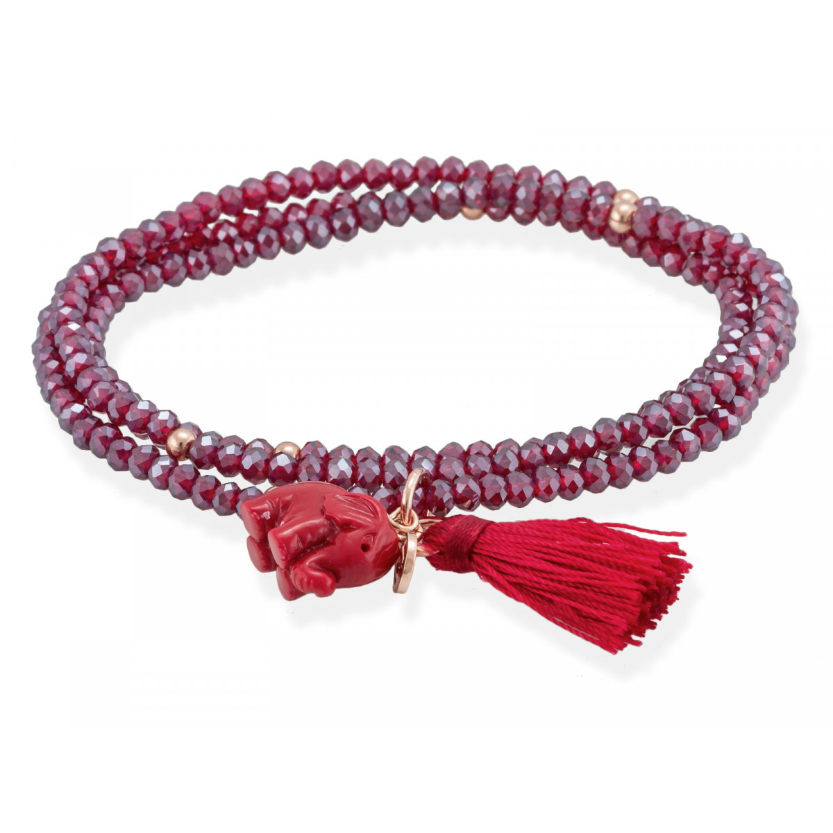 Pulsera ZEN rojo en plata Rosa