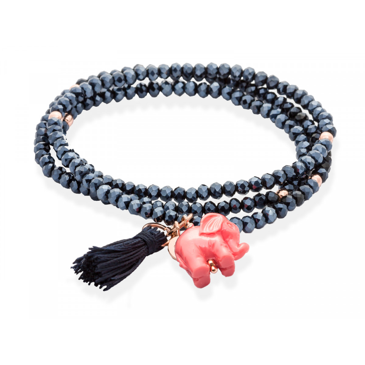 Pulsera ZEN azul en plata rosa
