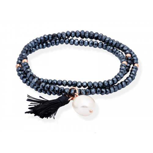 Pulsera ZEN Azul en plata rosa