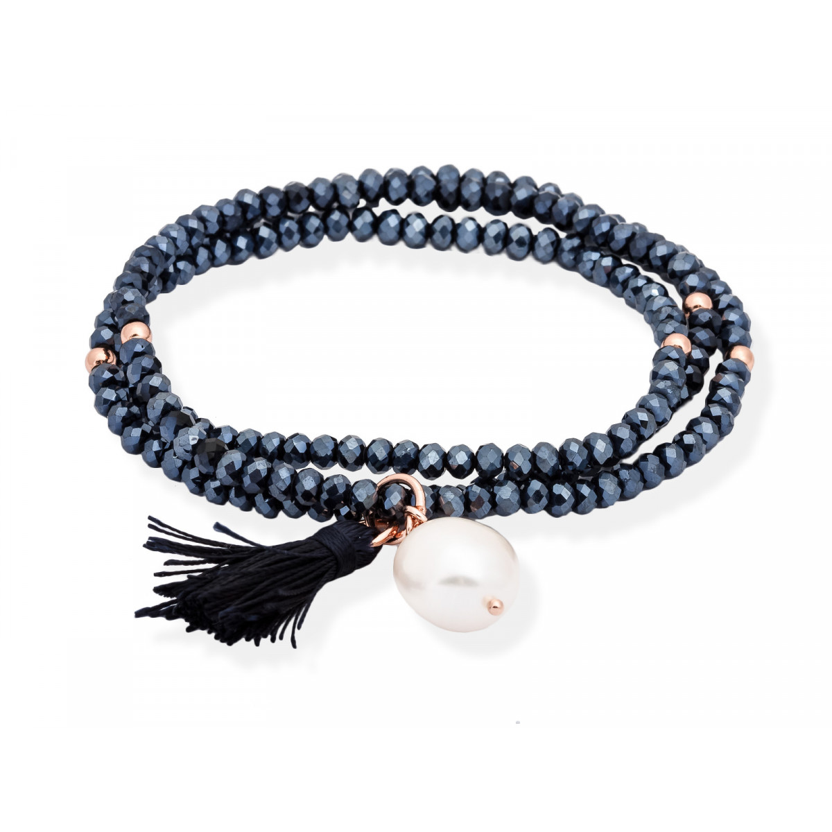 Pulsera ZEN Azul en plata rosa