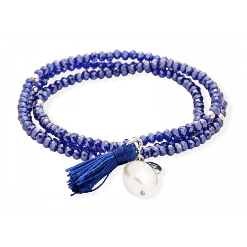 Pulsera ZEN Azul en plata rosa