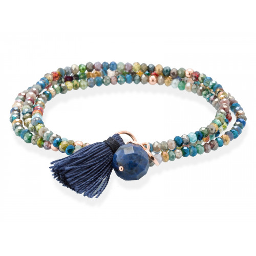 Pulsera ZEN Azul en plata rosa