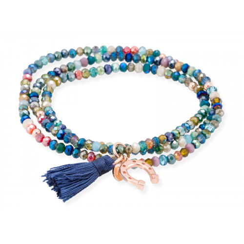 Pulsera ZEN Azul en plata rosa