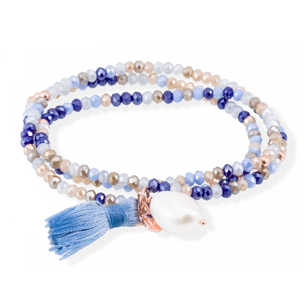 Pulsera ZEN Azul en plata rosa