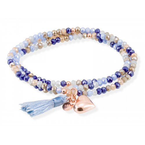 Pulsera ZEN Azul en plata rosa