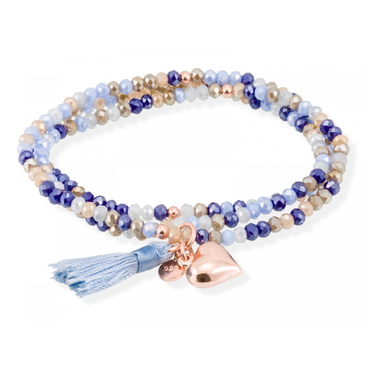 Pulsera ZEN Azul en plata rosa