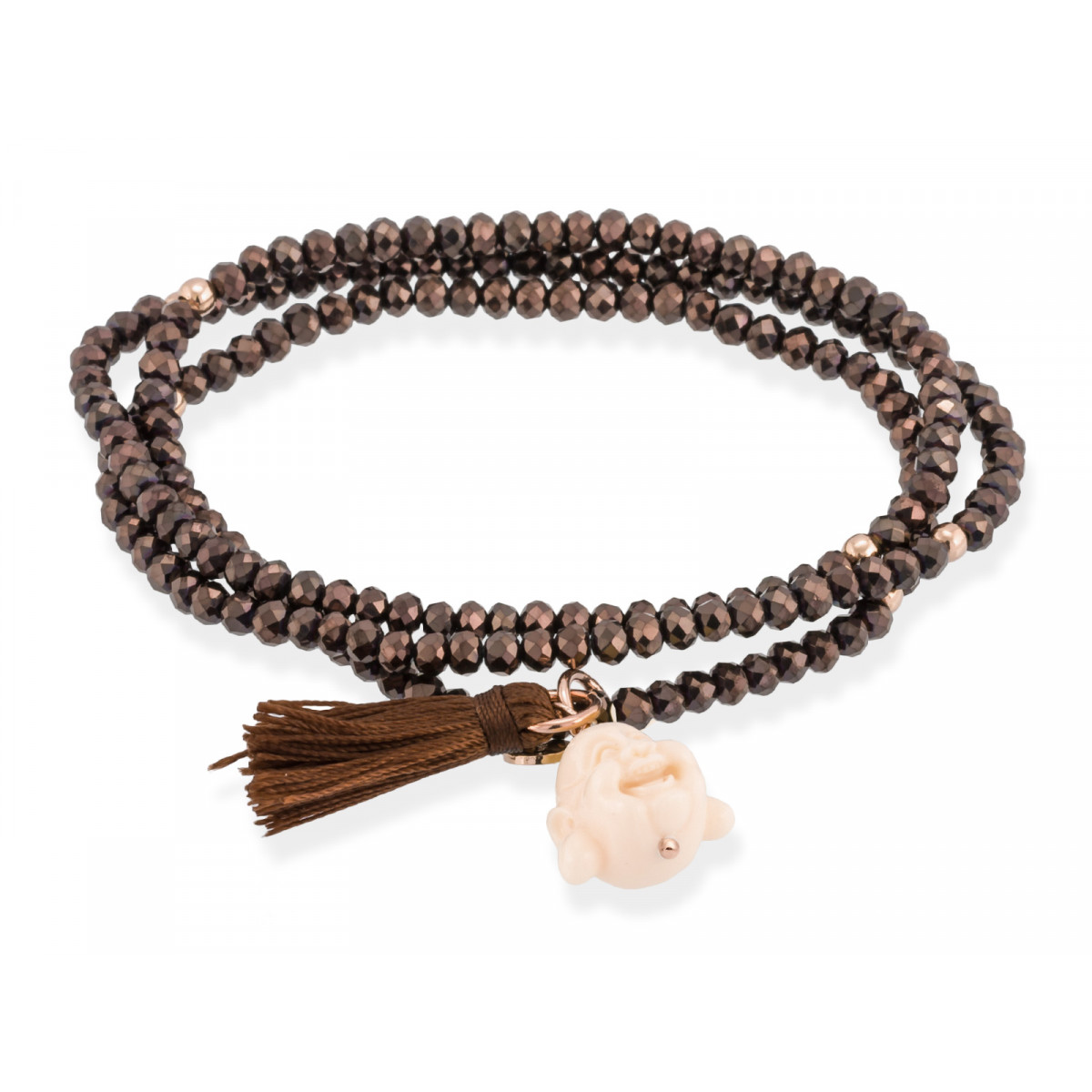 Pulsera ZEN Marrón en plata rosa