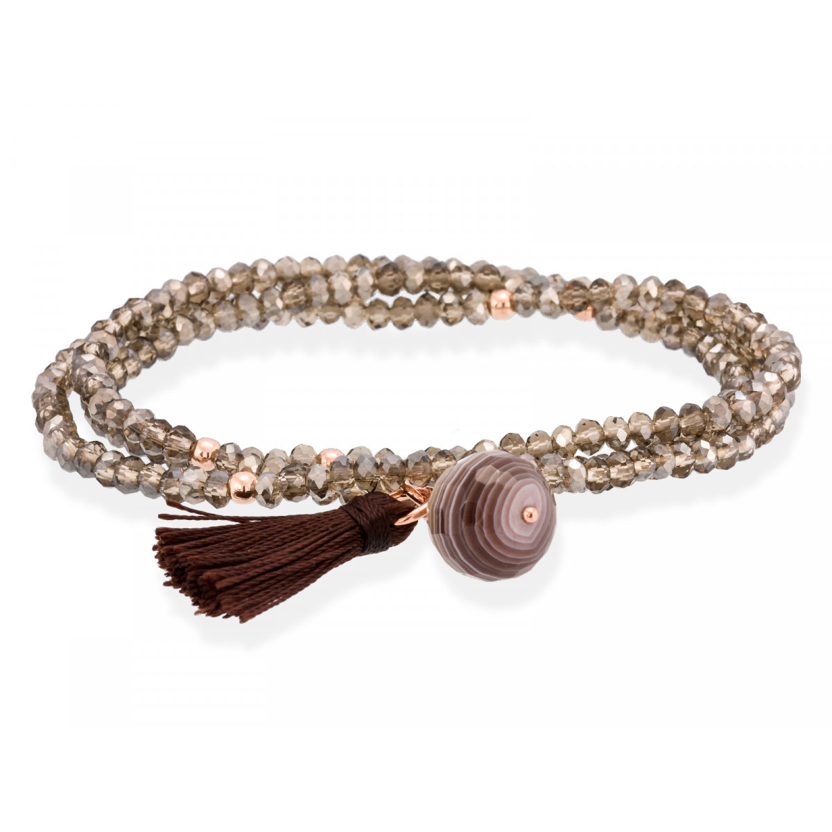 Pulsera ZEN Marrón en plata rosa