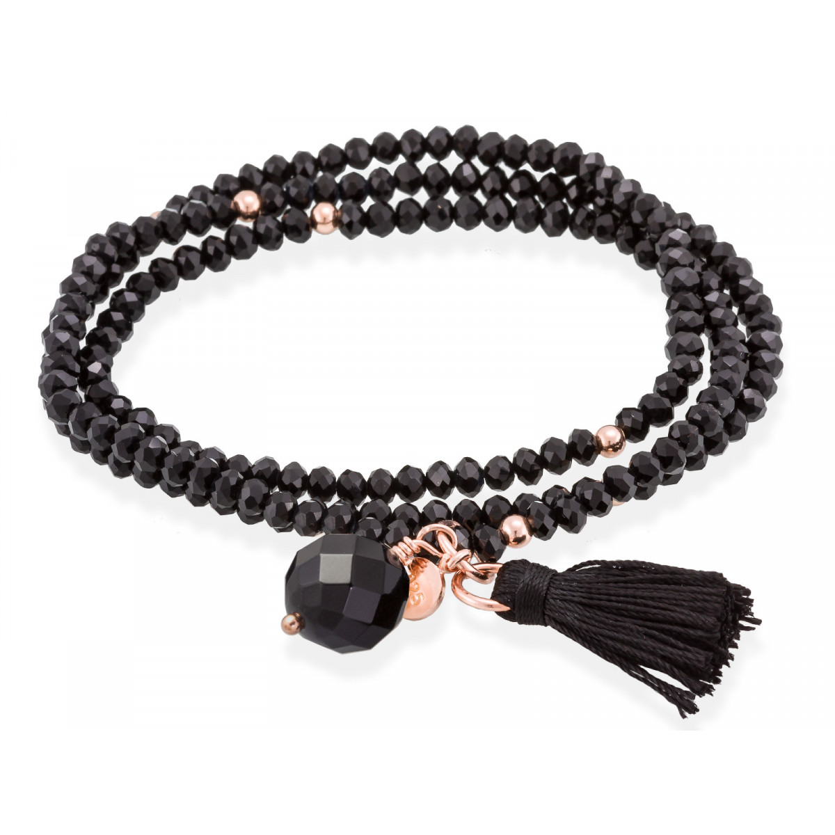 Pulsera ZEN Negro en plata Rosa