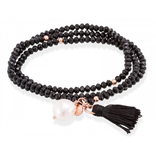 Pulsera ZEN Negro en plata rosa
