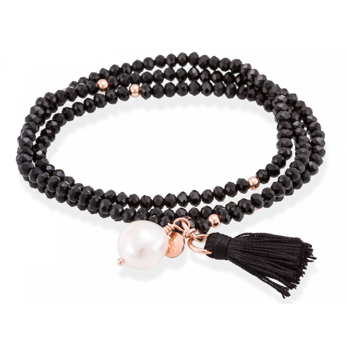 Pulsera ZEN Negro en plata rosa