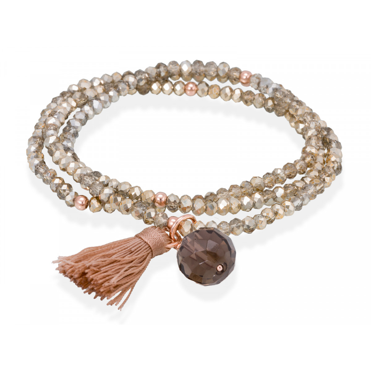 Pulsera ZEN Marrón en plata rosa