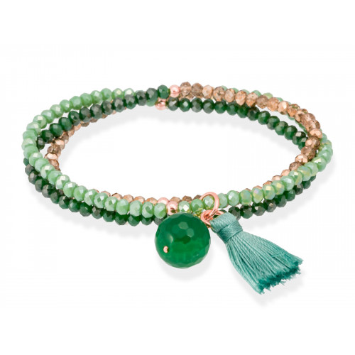 Pulsera ZEN Verde en plata dorada