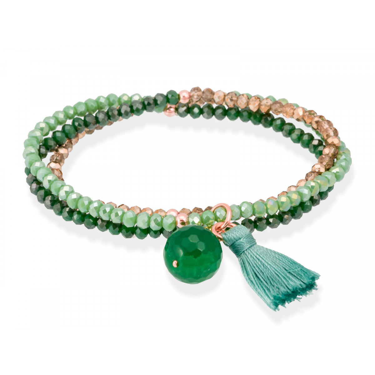 Pulsera ZEN Verde en plata dorada