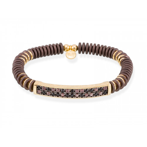 Pulsera Beluga Marrón en plata dorada