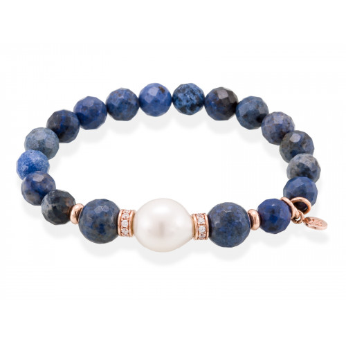 Pulsera Chakra Azul en plata rosa