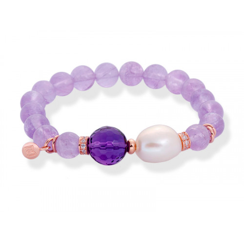 Pulsera Chakra Malva en plata rosa