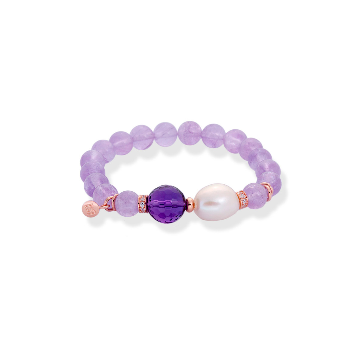 Pulsera Chakra Malva en plata rosa