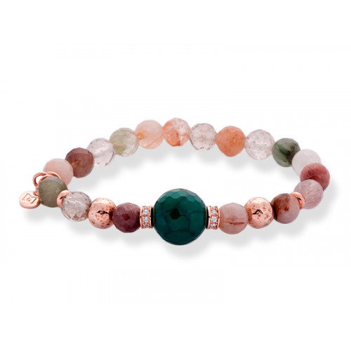 Pulsera Chakra Verde en plata rosa