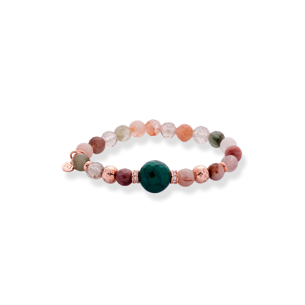 Pulsera Chakra Verde en plata rosa