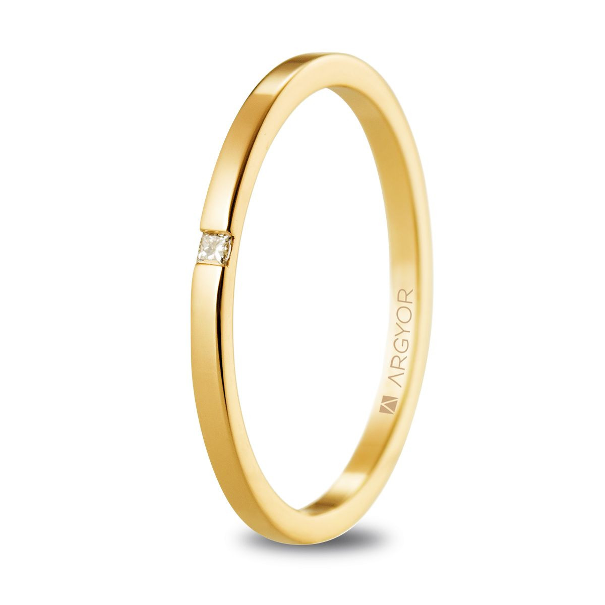 Alianza oro amarillo con diamante