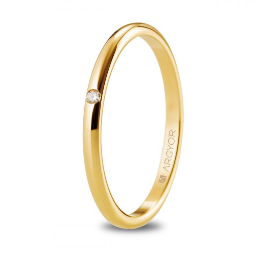 Alianza oro amarillo con diamante