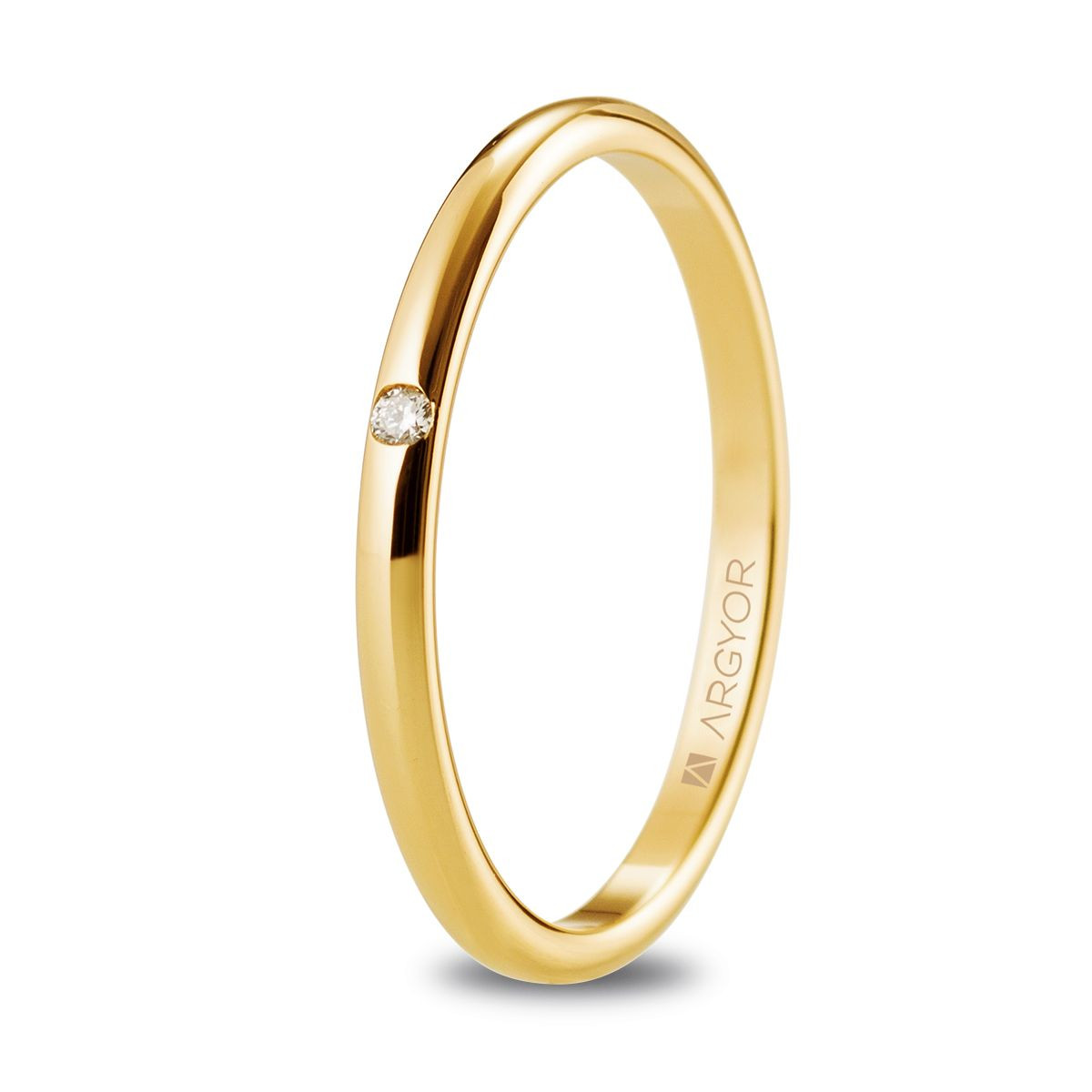 Alianza oro amarillo con diamante