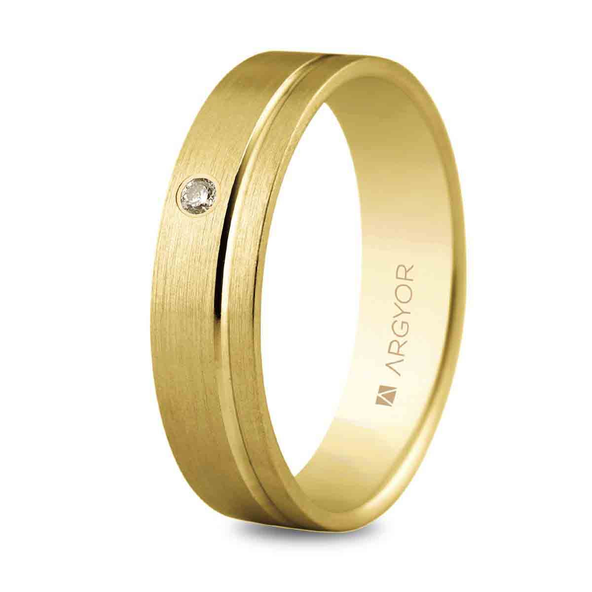 Alianza oro con diamante circular