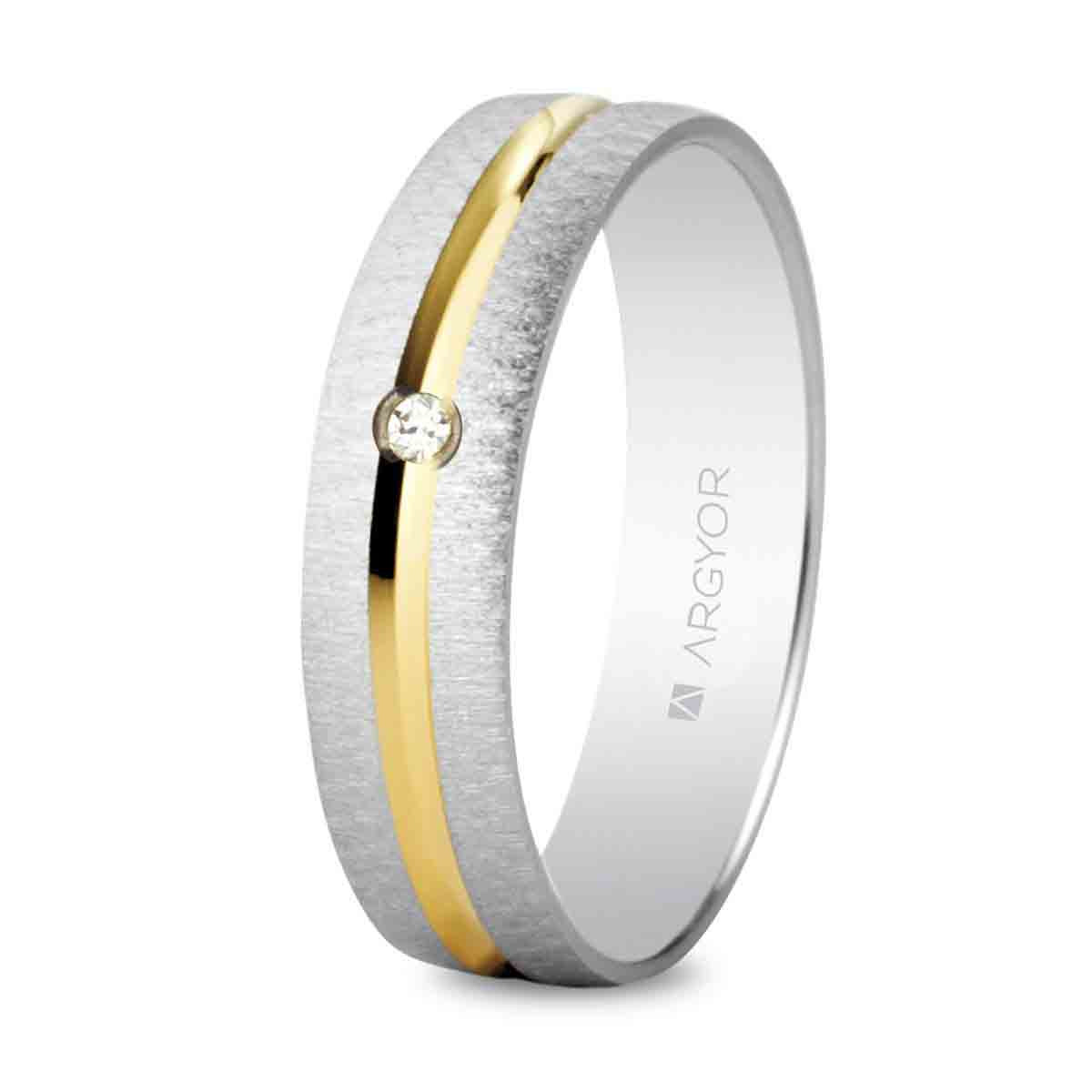 Alianza oro bicolor con diamante