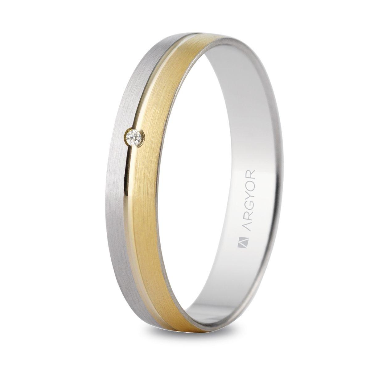 Alianza oro bicolor con diamante