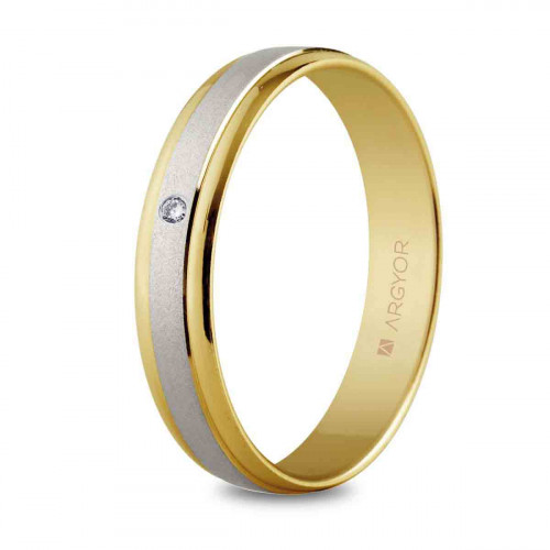 Alianza de boda 2 oros con diamante