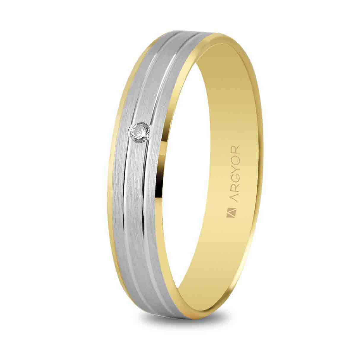 Alianza oro bicolor con diamante
