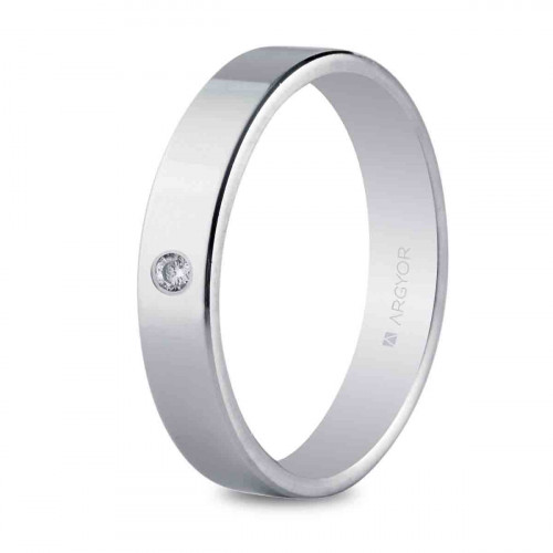 Alianza oro blanco con diamante