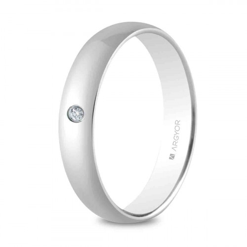 Alianza oro blanco con diamante