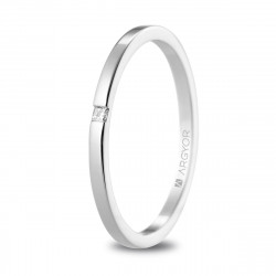 Alianza oro blanco con diamante