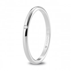 Alianza oro blanco con diamante