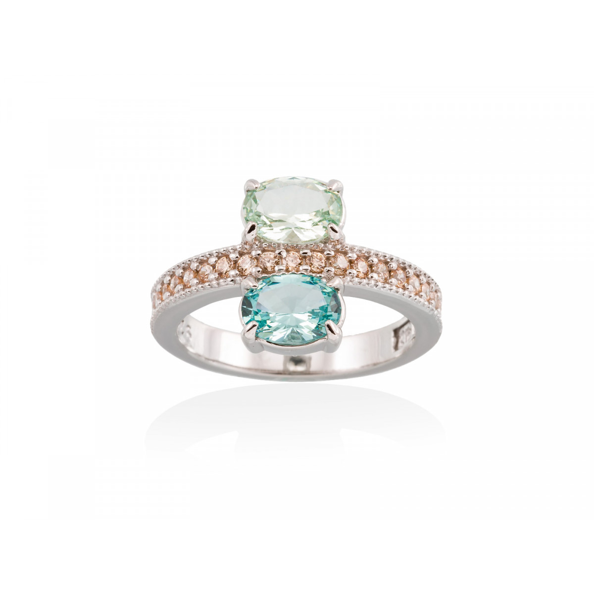 Anillo Mirrow verde en plata