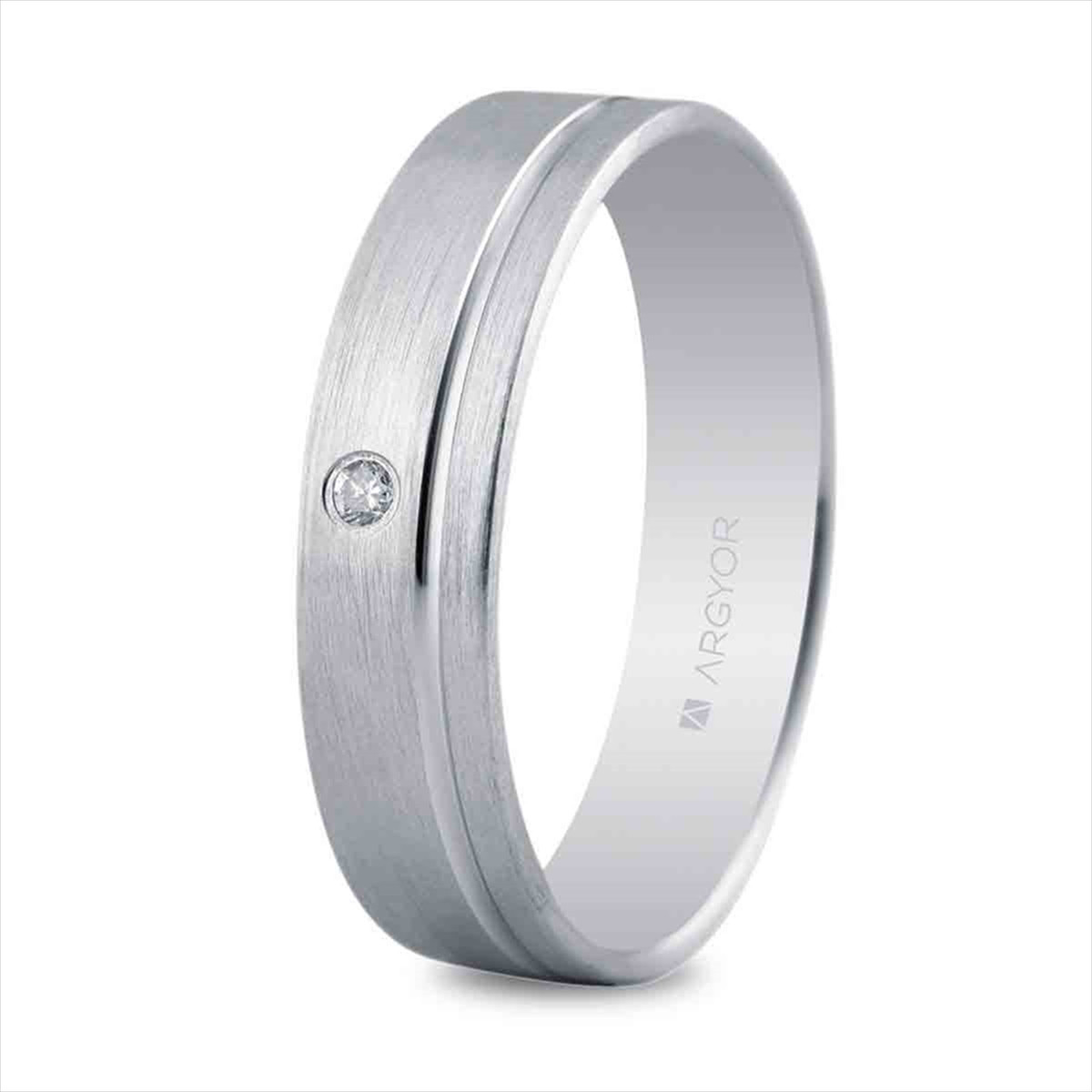Alianza oro blanco con diamante