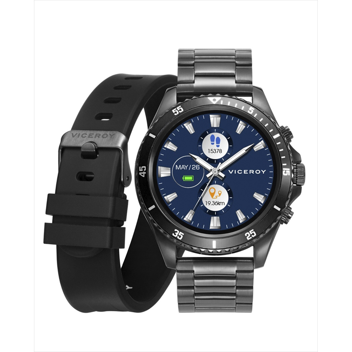 RELOJ SMART ACERO IP GRIS BRAZALETE