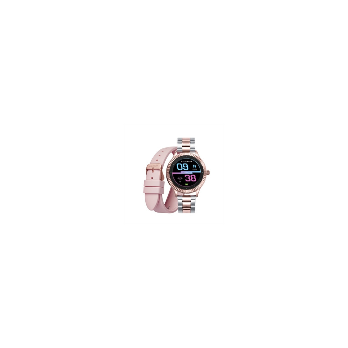 RELOJ SMART ACERO IP ROSA BRAZALETE