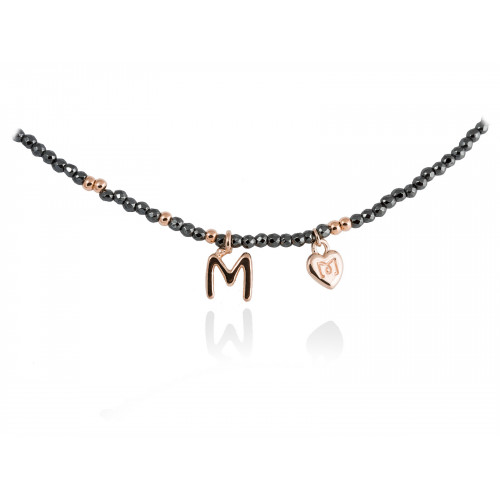 Gargantilla Name Gris en plata rosa