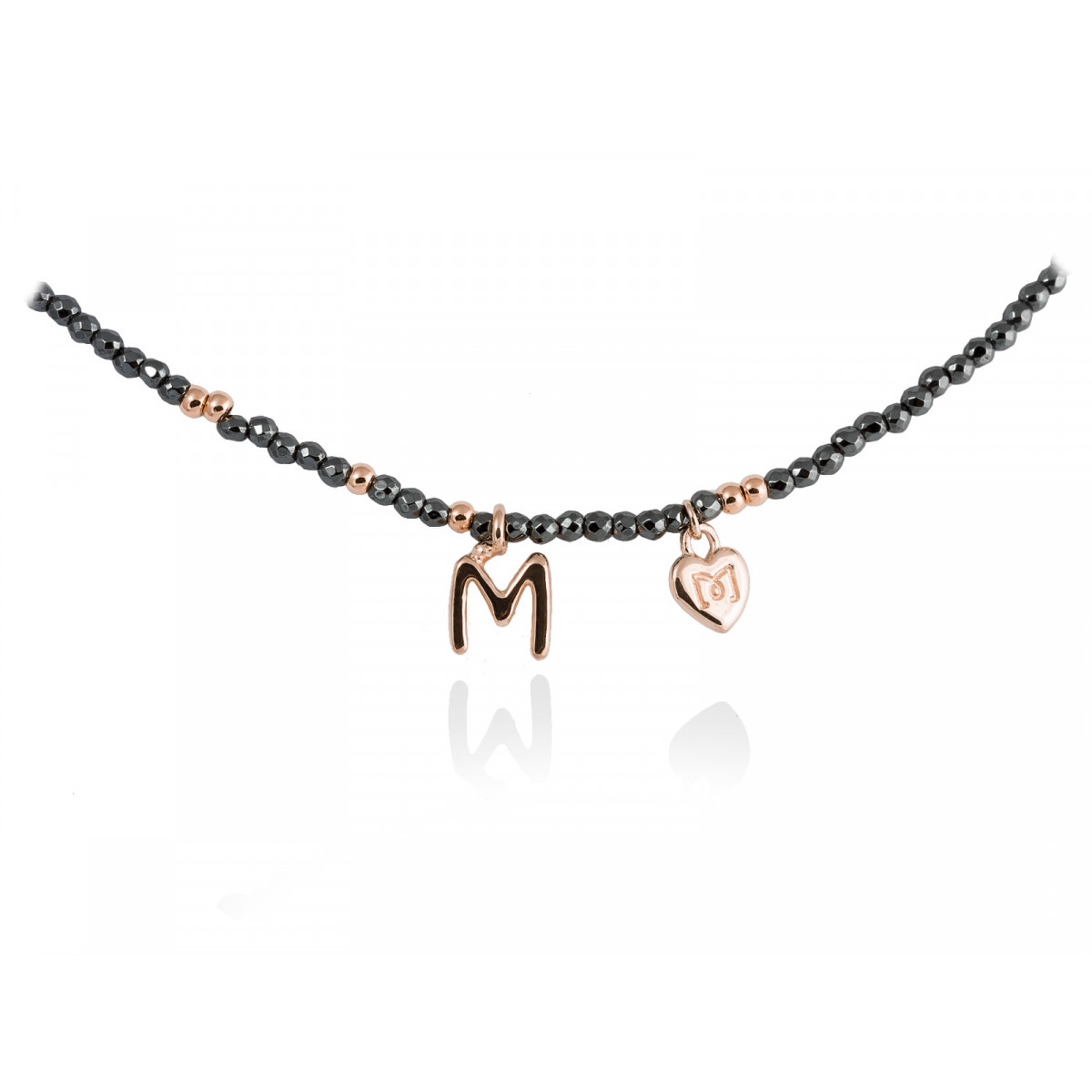 Gargantilla Name Gris en plata rosa